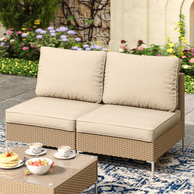 Canapé simple d'extérieur sans accoudoirs en osier pour terrasse Sterne