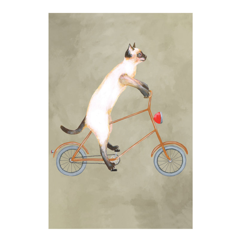 Cat On Bicycle - Print on Canvas, 101.6 cm H x 66.04 cm W x 1.91 cm D, Wrapped Canvas