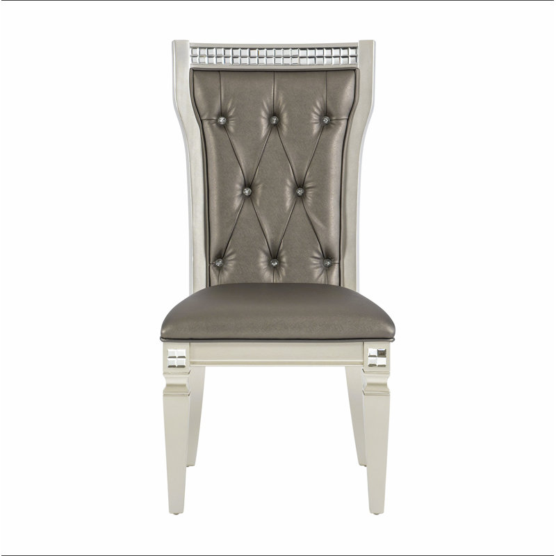 Ensemble de 2 chaises d'appoint de style glamour avec dossier capitonné en acrylique et dossier capitonné à finition champagne