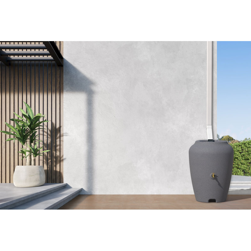 Warm Gray Wicker Texture 50 Gallon Rain Barrel