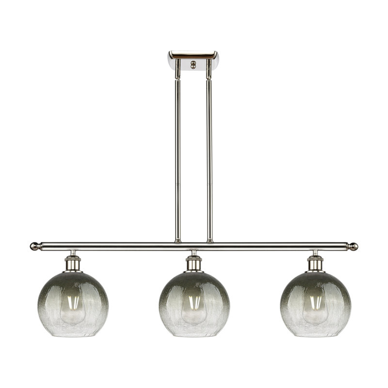 Luminaire suspendu pour îlot suspendu 3 lumières Ballston - Brookhaven Globe, Ardoise, Nickel poli