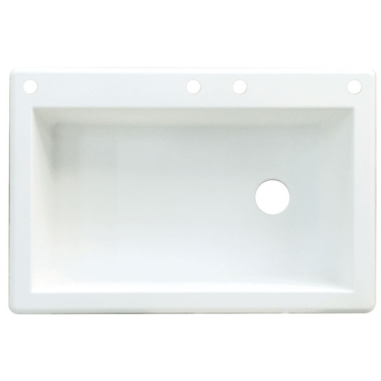 Radius 33'' L Single Bowl Granite Kitchen Sink, White, 4 hole