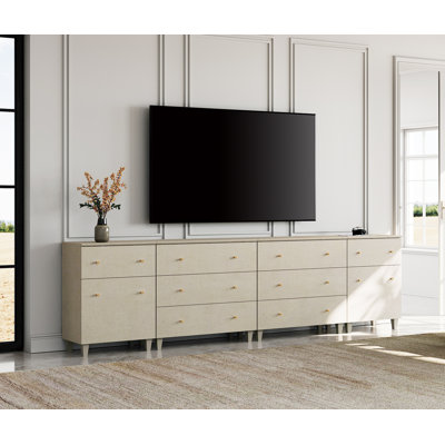4-In-1 Wooden TV Stand With Cabinets And Drawers For Tvs Up To 110+ Inches, 118"