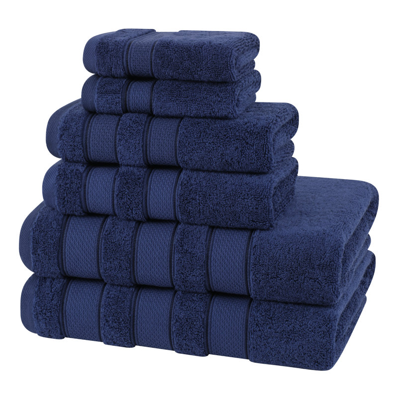 Karani Luxury Extra Soft 100% Cotton 6 Piece Bath Towel Set, Navy Blue