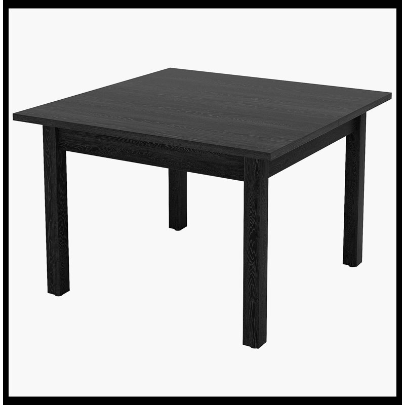 Table de salle à manger carrée 39,4 "avec pieds en bois massif pour 4, Noir