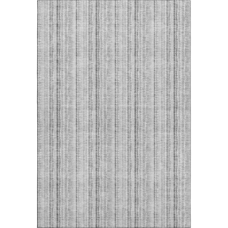 Premium Machine Washable Prisco Silver Rug, Rectangle 9' x 12'
