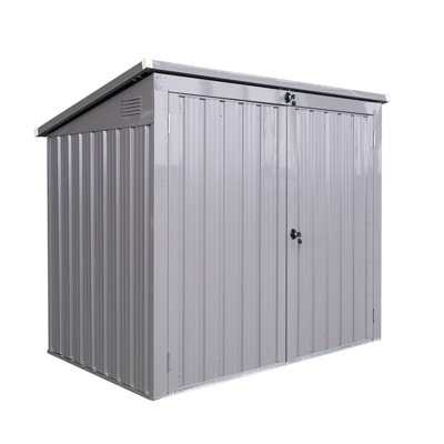 Garbage Bin Shed Stores 2 Trash Cans Metal Outdoor Bin Shed For Garbage Storage,Stainless Galvanized Steel, Bin Shed For Garden Yard Lawn Gray