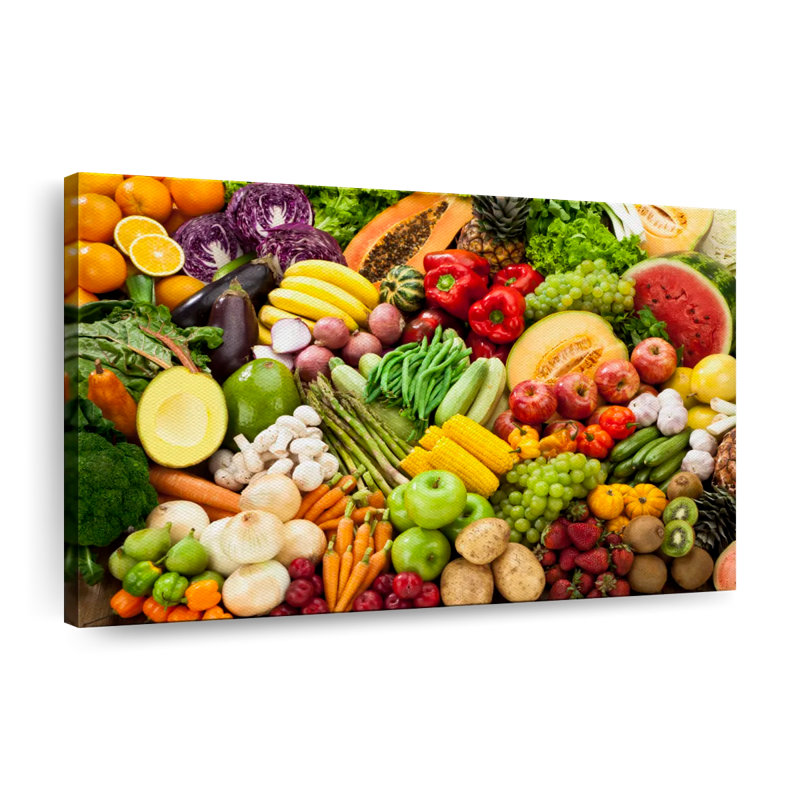 Impression sur toile Fresh Fruits And Veggies, H 32 po x l 48 po x P 1,25 po