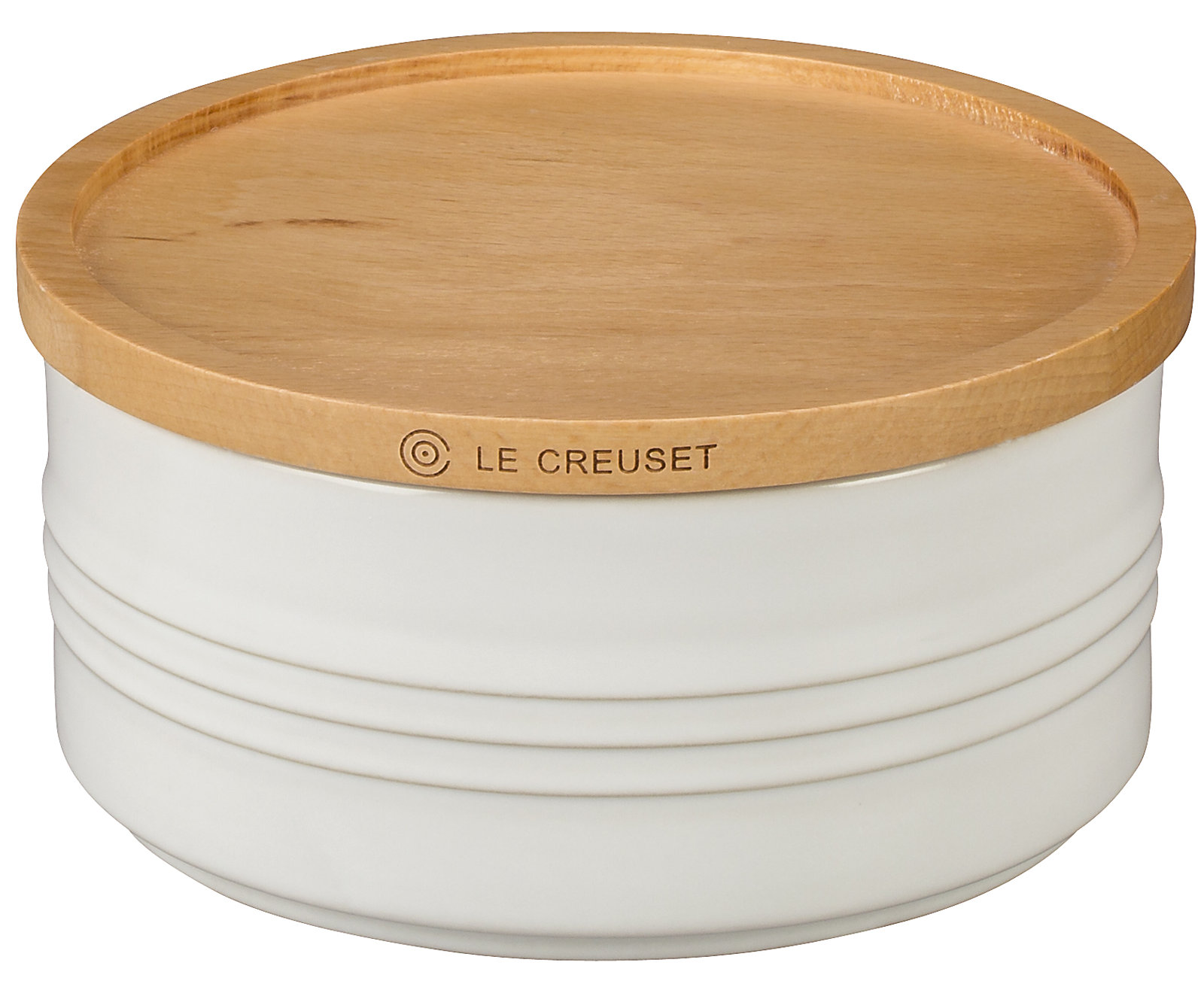 Stoneware Kitchen Canister, White, 2.5" H x 5.5" W x 5.5" D
