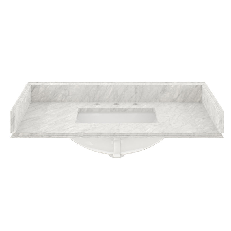 Plateau de meuble-lavabo simple 37 po en blanc avec lavabo, Bull bull