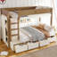 Lit superposé simple au dessus d'un lit simple / simple TG au dessus d'un lit double avec 4 tiroirs de rangement, lit superposé en bois massif avec garde-robe intégrée et garde-corps pleine longueur, sans sommier, beige et naturel