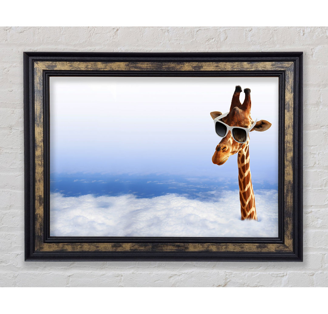 Gerahmtes Leinwandbild Giraffe Head In The Clouds