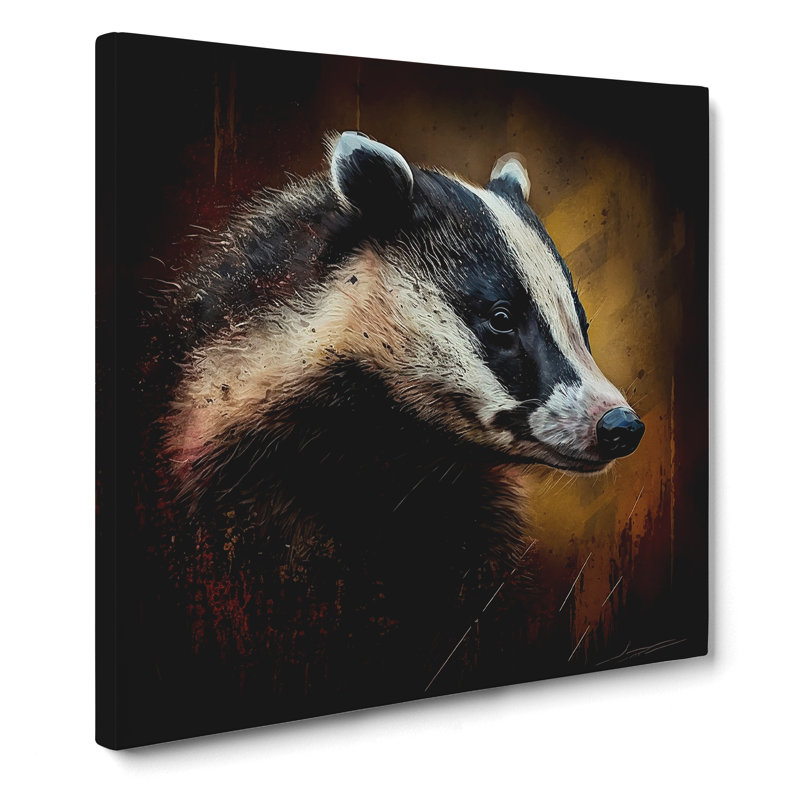 Badger Gestural Art No.3 - No Frame Print, 35cm H x 35cm W x 3cm D