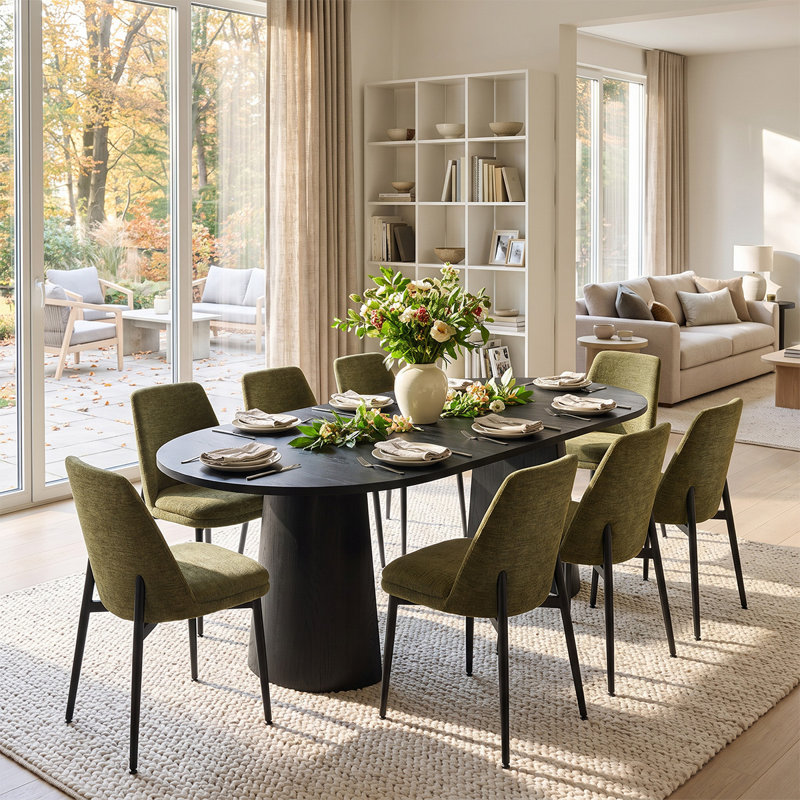Ensemble de table de salle à manger extensible de 47 à 83 po avec chaises rembourrées en chenille, Vert