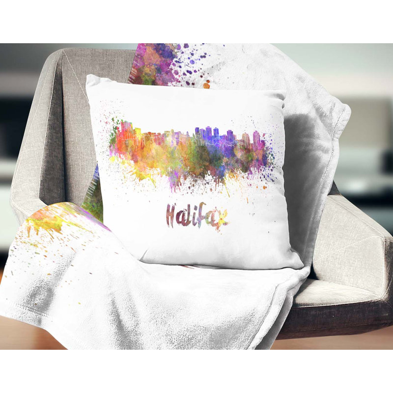 Halifax - Horizon - Coussin imprimé paysage urbain, 16 po x 1 po, Coussin décoratif