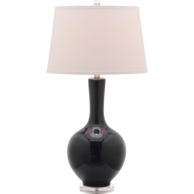 Blanche Navy Ceramic Table Lamp Set with White Cotton Shade