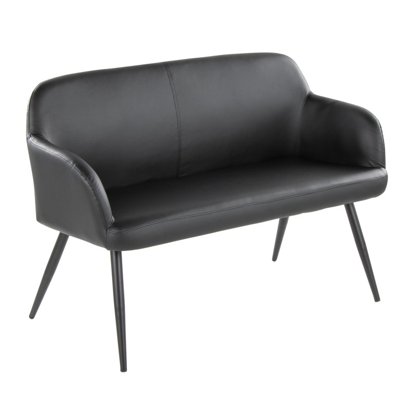 Banc en similicuir Ankney, Noir, Noir