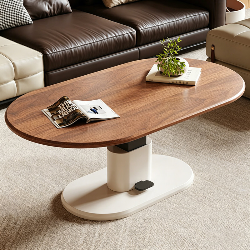 Brown Vintage Height Adjustable Coffee & Tea Tablefor Home Use, 28.74" H x 47.24" W x 23.62" D