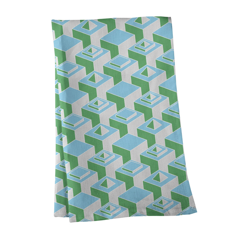 Patricia Geoffrey Tea Towel Kitchen Towel, Aqua/Green, Poly Twill