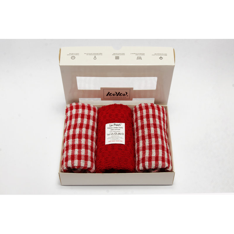 Cotton Jacquard Tea Towel Kitchen Towel, Red