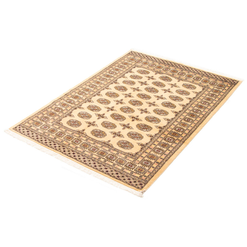 One-of-a-kind Hand-knotted Peshawar Bokhara Beige 4'7" x 6'6" Wool Rug