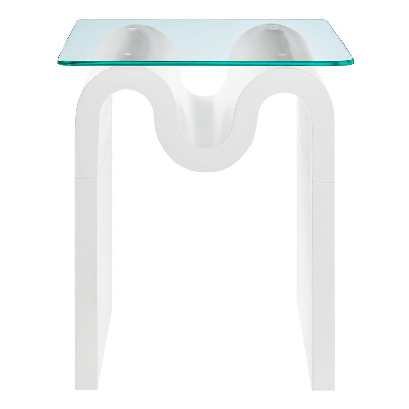 Ondine Glass Top Side Table In Spiced Apple, White