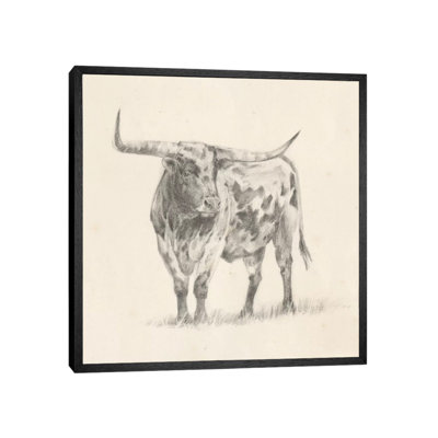 Longhorn Steer Sketch II 1 Piece Wall Art on Canvas