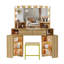 Dressing Table with Motion Sensor 3-colour lighting, Charging Socket and Stool-1779500917