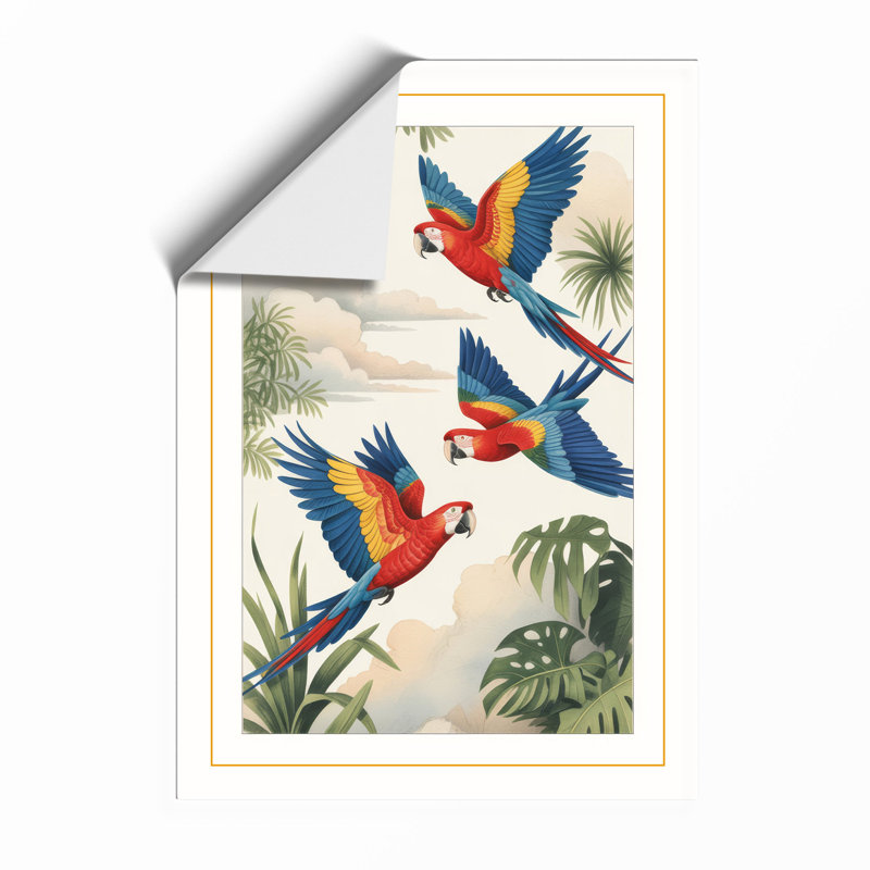 Macaws in Flight Tropical - Framed Print, A2 - 59.4 x 42.0 cm, Unframed