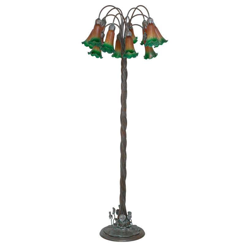 Lampe sur pied 12 lumières l 61 po Tiffany Pond, Vert / ambre