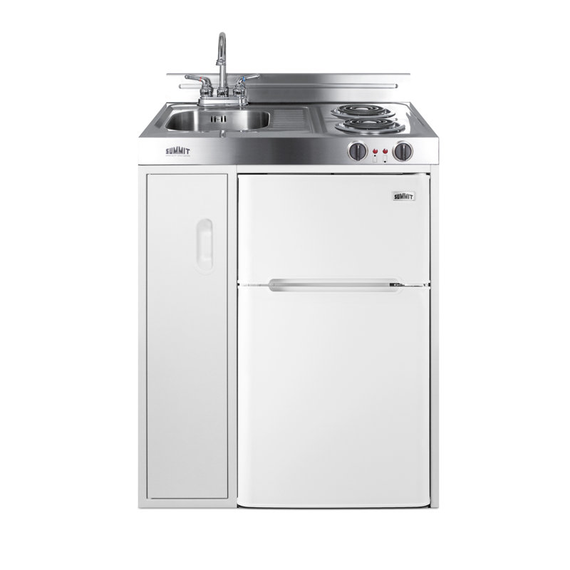 30'' Wide White Stainless Steel All-In-One Kitchenette