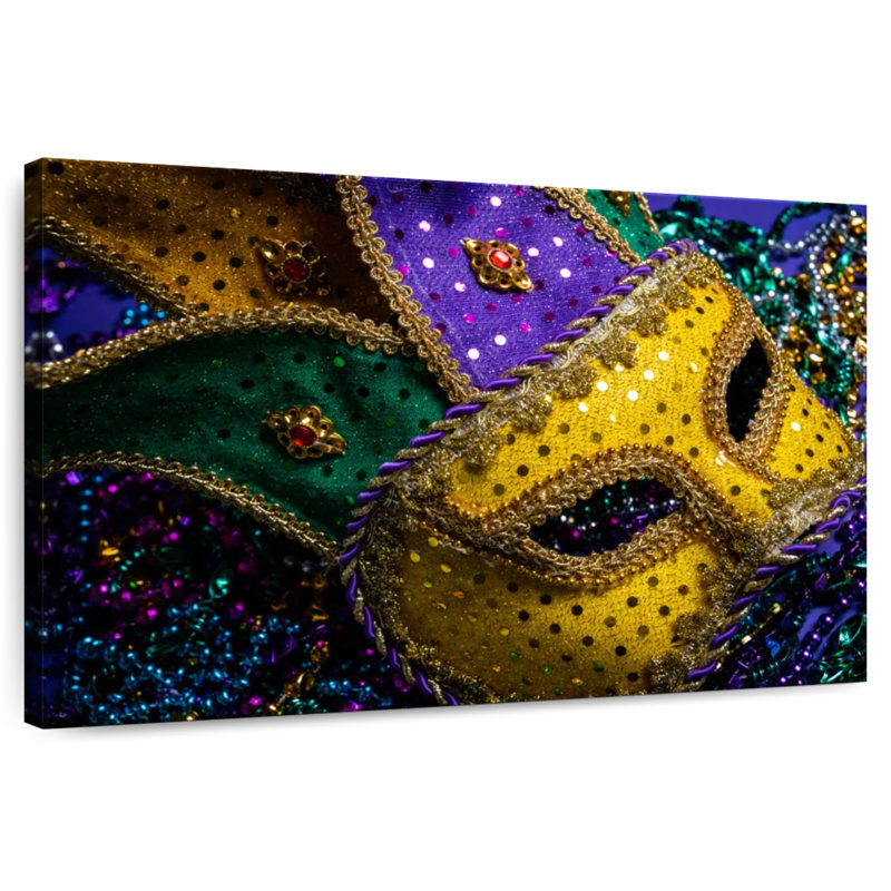 Masque de Mardi gras orné Lelend, H 8 po x l 12 po