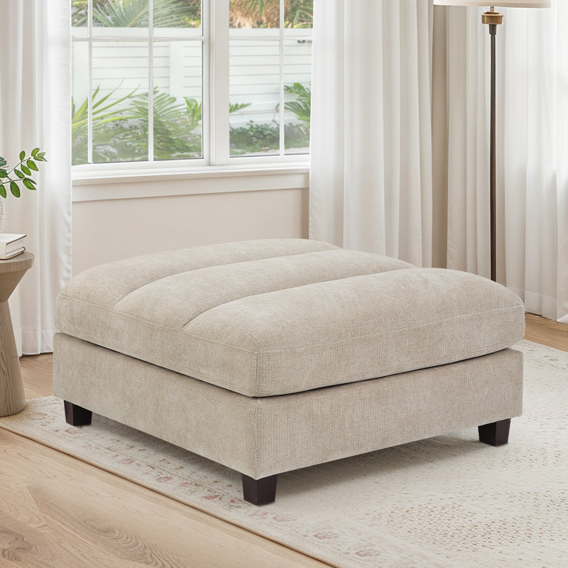 Upholstered Ottoman, Light Camel