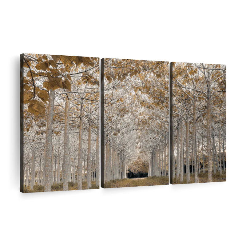Ensemble de 3 pièces en or blanc sur toile, H 24 po x l 38 po x P 1,25 po