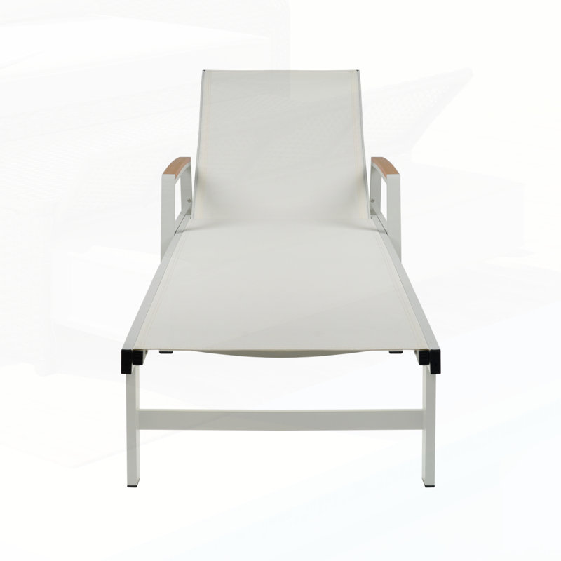 Adjustable Outdoor Chaise Lounge With Aluminum Frame And Mesh Seating For Maximum Comfort And Durability, Silver