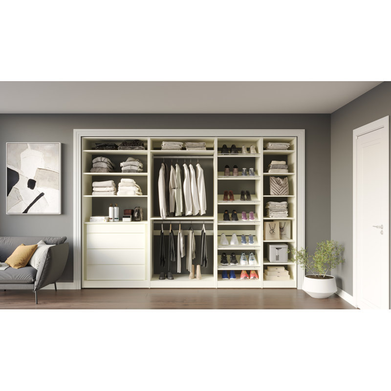 Ensembles de rangement pour garde-robe 36/36/24/18 po, H 84 po x l 114 po x P 24 po, Blanc