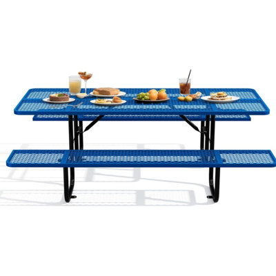 Table de pique-nique d'extérieur 72 "72 pouces, 6 personnes avec drainage de pluie et trou pour parasol