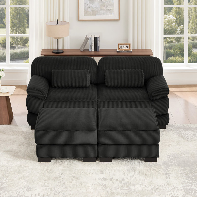 Canapé modulaire en U 76,4 po Cloud Couch, Velours côtelé noir