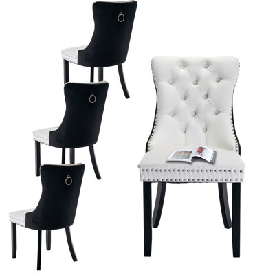 Chaises de salle à manger, chaise de salle à manger rembourrée haut de gamme avec anneau clouté