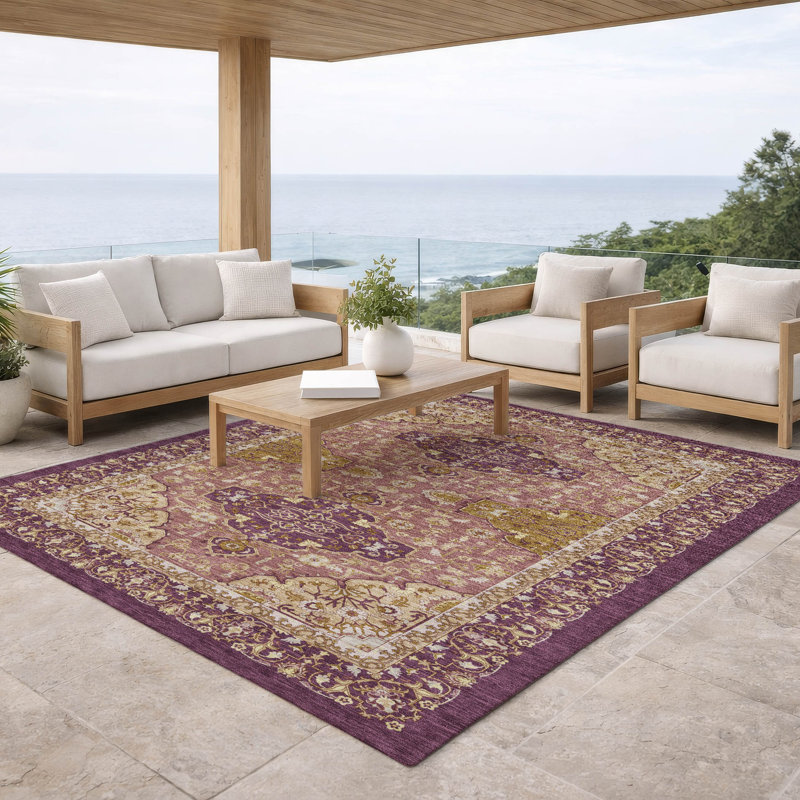 Tapis intérieur / extérieur lavable à la machine Chantille ACN2854 Global, Aubergine, 10 pi x 14 pi