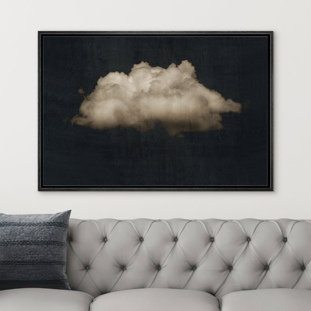Clouds " Moody Black Modern Minimalist Neutral Artwork " - Extra Large Framed Wall Art Canvas Print wall26 Frame 