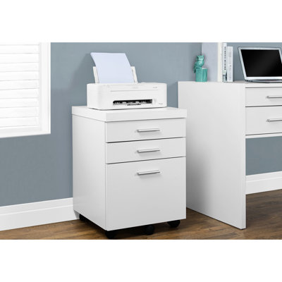 White Laminate Rolling File Cabinet, Storage Drawers For Office Work And Printer Stand Accessory Cabinet On Frame, Laminate,
