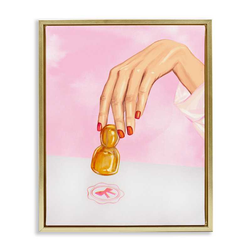 Cadre flottant à motif de nœuds roses, par Ziwei Li, H 21 po x l 17 po, Cadre flottant métallique doré