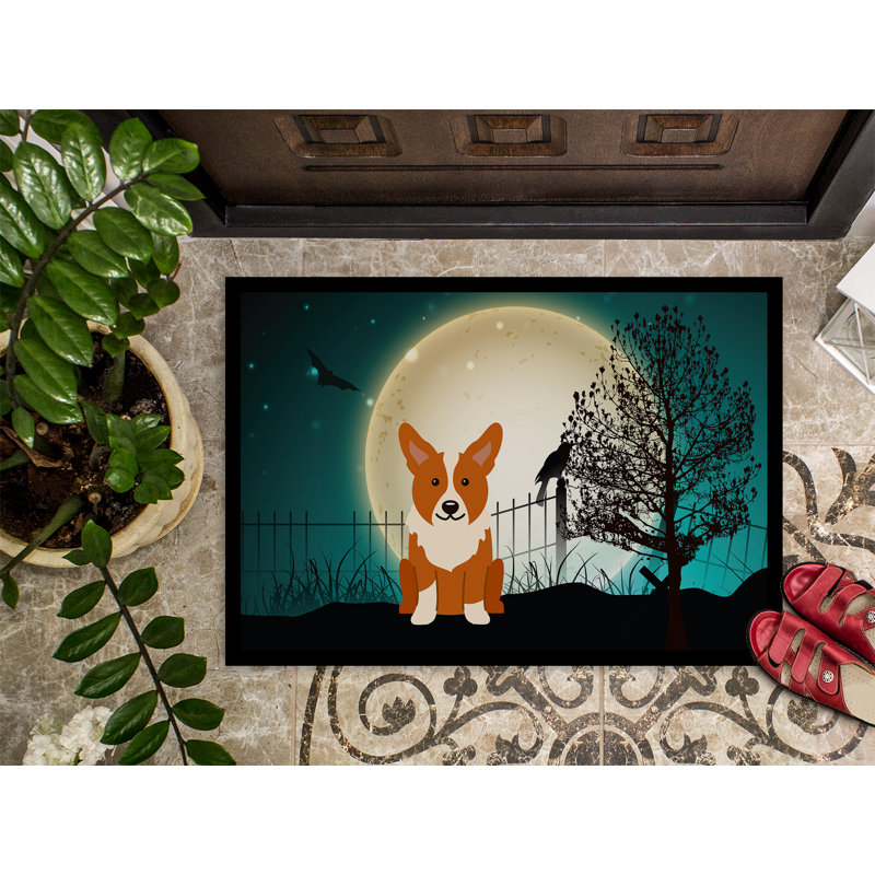 Tapis d'extérieur Ermond Halloween Scary Corgi, Rectangle 1 pi 6 po x 2 pi 3 po