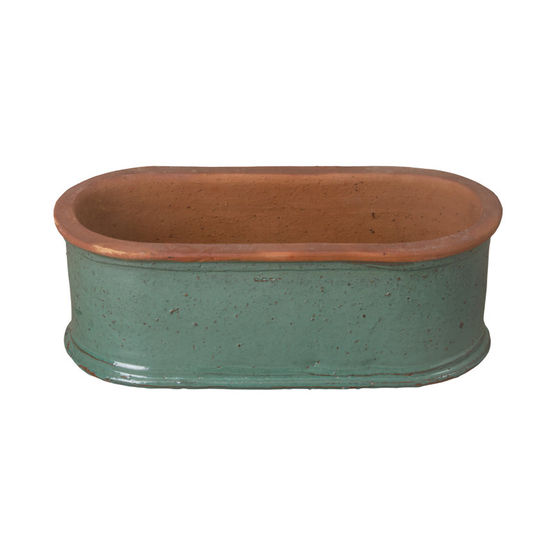 Window Box Handmade Ceramic Planter, 11" H x 24" W x 9" D, Teal