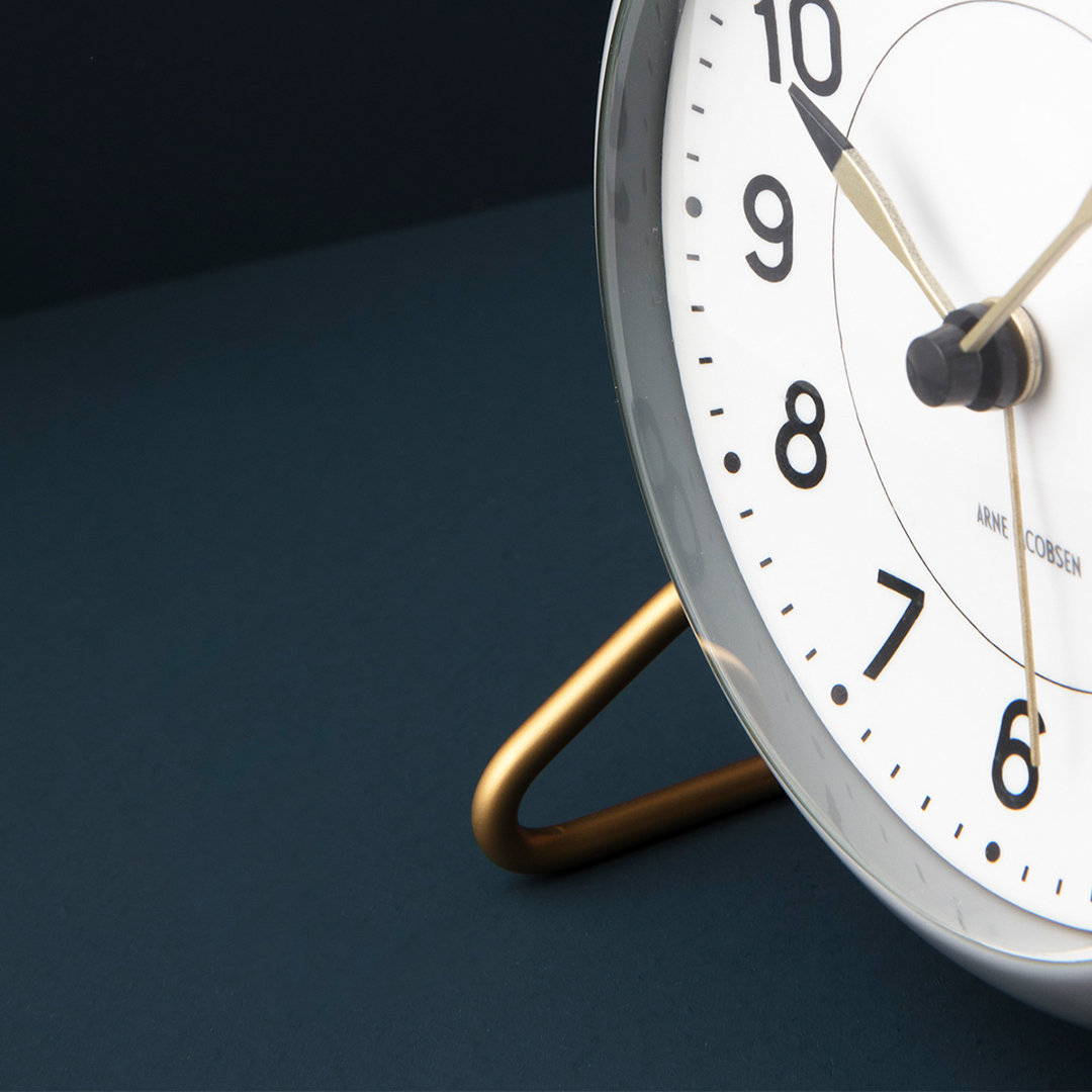 Station Electric Alarm Clock, White/Gray/Gold