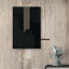 Motif géométrique noir sur fond gris à rayures, formes abstraites et minimalistes, décoration murale nordique contemporaine sur toile-97558822-97558824-119460984