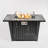Steel Fire Pit Table with Tile Tabletop, Glass Wind Guard and Lid