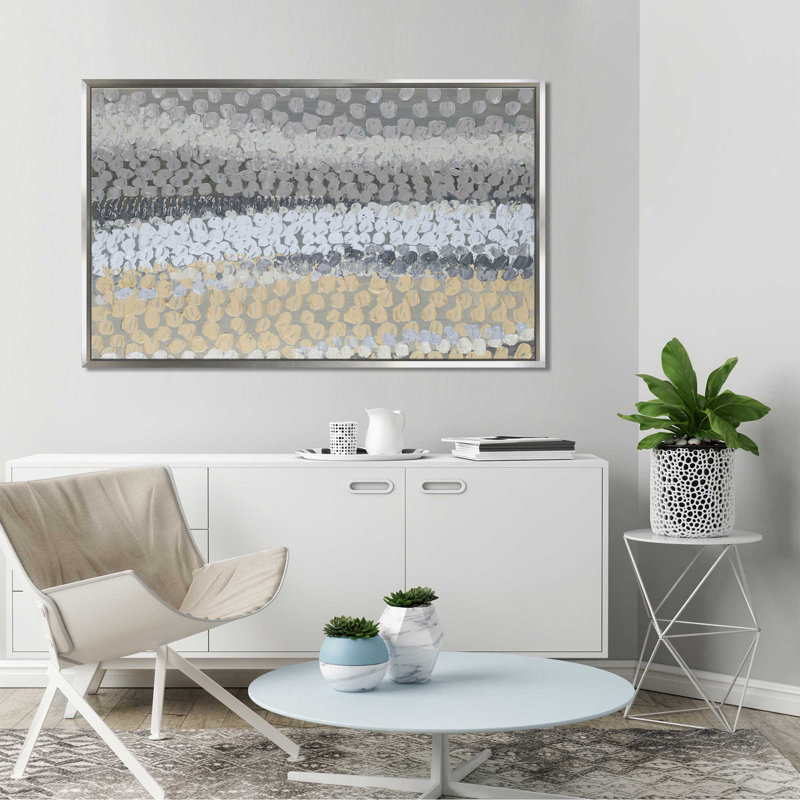 'Modern Harvest Abstract I' Acrylic Painting Print on Canvas, 21.5" H x 33.5" W x 2" D, Silver Frame