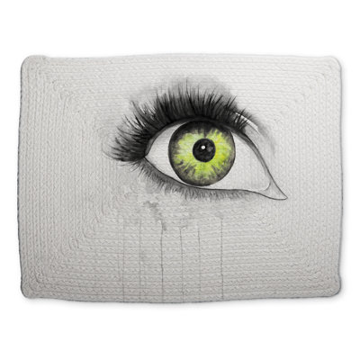 Gray Braided Placemat - Green Eye Watercolor | Home Decor